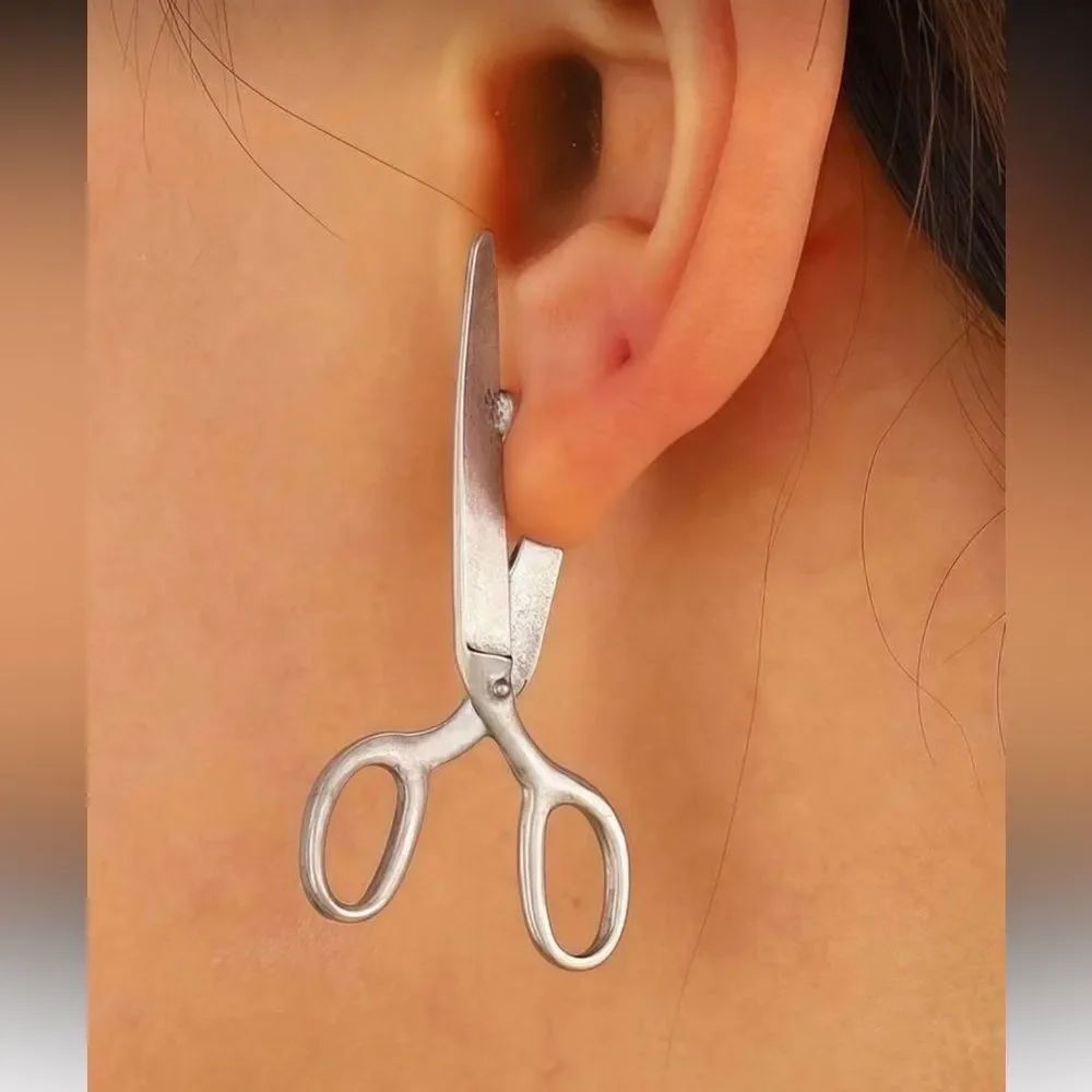 Silver Scissor Earrings A1624